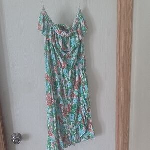 Lilly Pulitzer Asymmetrical Floral Dress - Green and Red